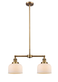 Bell 21-Inch 2-Light Stem-Hung Island Light Up to 44.875-Inch High 7.75-Inch Shade Sloped-Ceiling Compatible