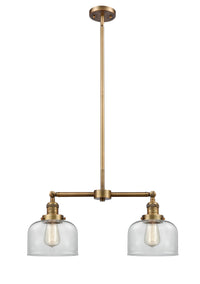 Bell 21-Inch 2-Light Stem-Hung Island Light Up to 44.875-Inch High 7.75-Inch Shade Sloped-Ceiling Compatible