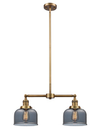 Bell 21-Inch 2-Light Stem-Hung Island Light Up to 44.875-Inch High 7.75-Inch Shade Sloped-Ceiling Compatible