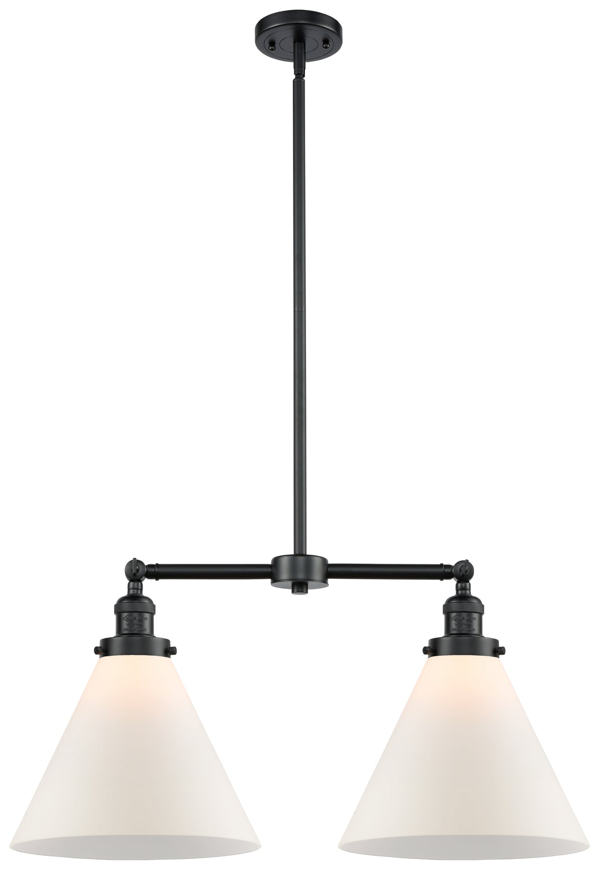 Cone 21-Inch 2-Light Stem-Hung Island Light with LED Bulbs 14.125-Inch High