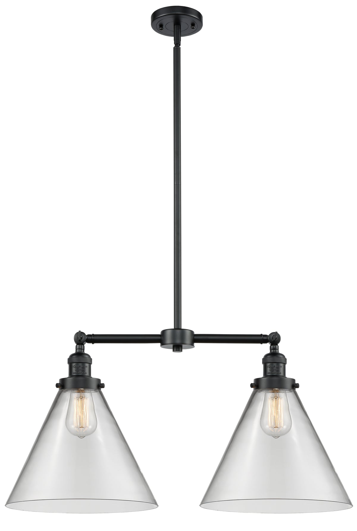 Cone 21-Inch 2-Light Stem-Hung Island Light with LED Bulbs 14.125-Inch High