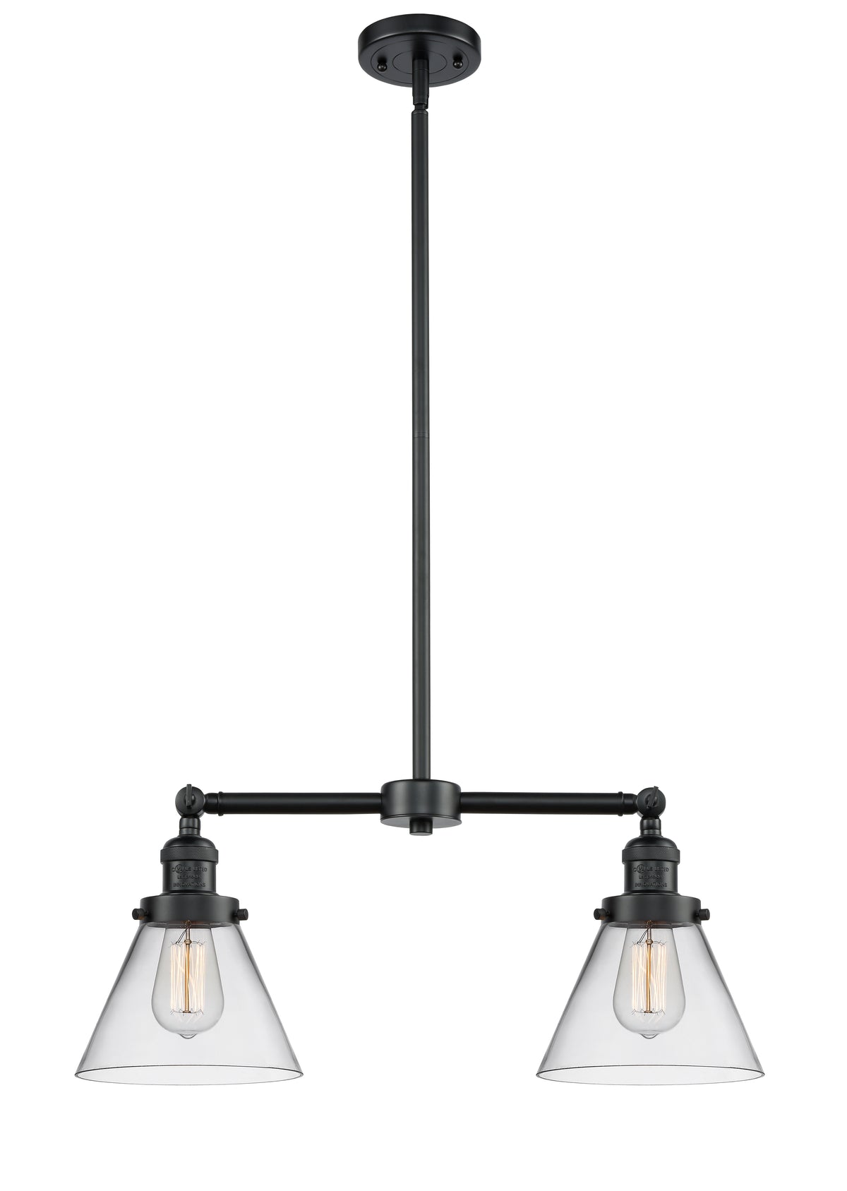 Cone 21-Inch 2-Light Stem-Hung Island Light with LED Bulbs 10-Inch High Up to 45.125-Inch High