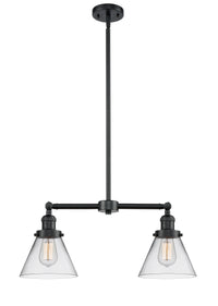 Cone 21-Inch 2-Light Stem-Hung Island Light with LED Bulbs 10-Inch High Up to 45.125-Inch High