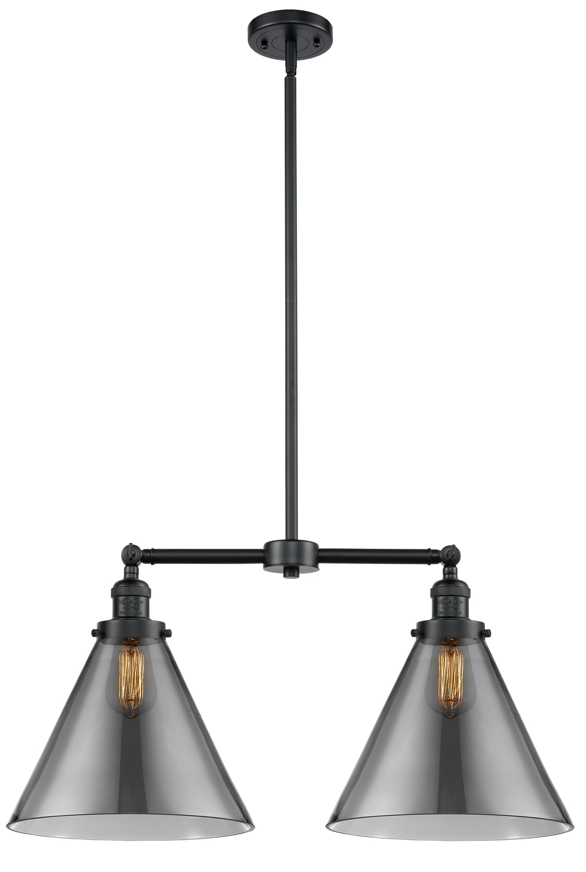 Cone 21-Inch 2-Light Stem-Hung Island Light with LED Bulbs 14.125-Inch High