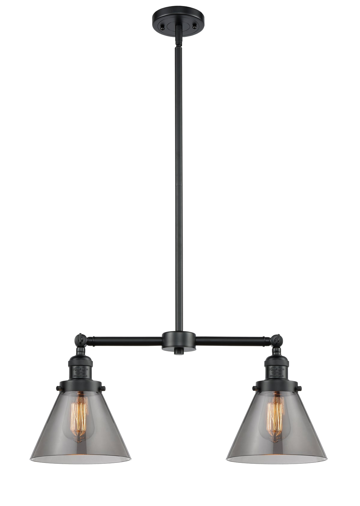 Cone 21-Inch 2-Light Stem-Hung Island Light with LED Bulbs 10-Inch High Up to 45.125-Inch High