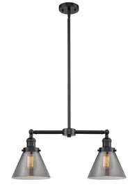 Cone 21-Inch 2-Light Stem-Hung Island Light with LED Bulbs 10-Inch High Up to 45.125-Inch High
