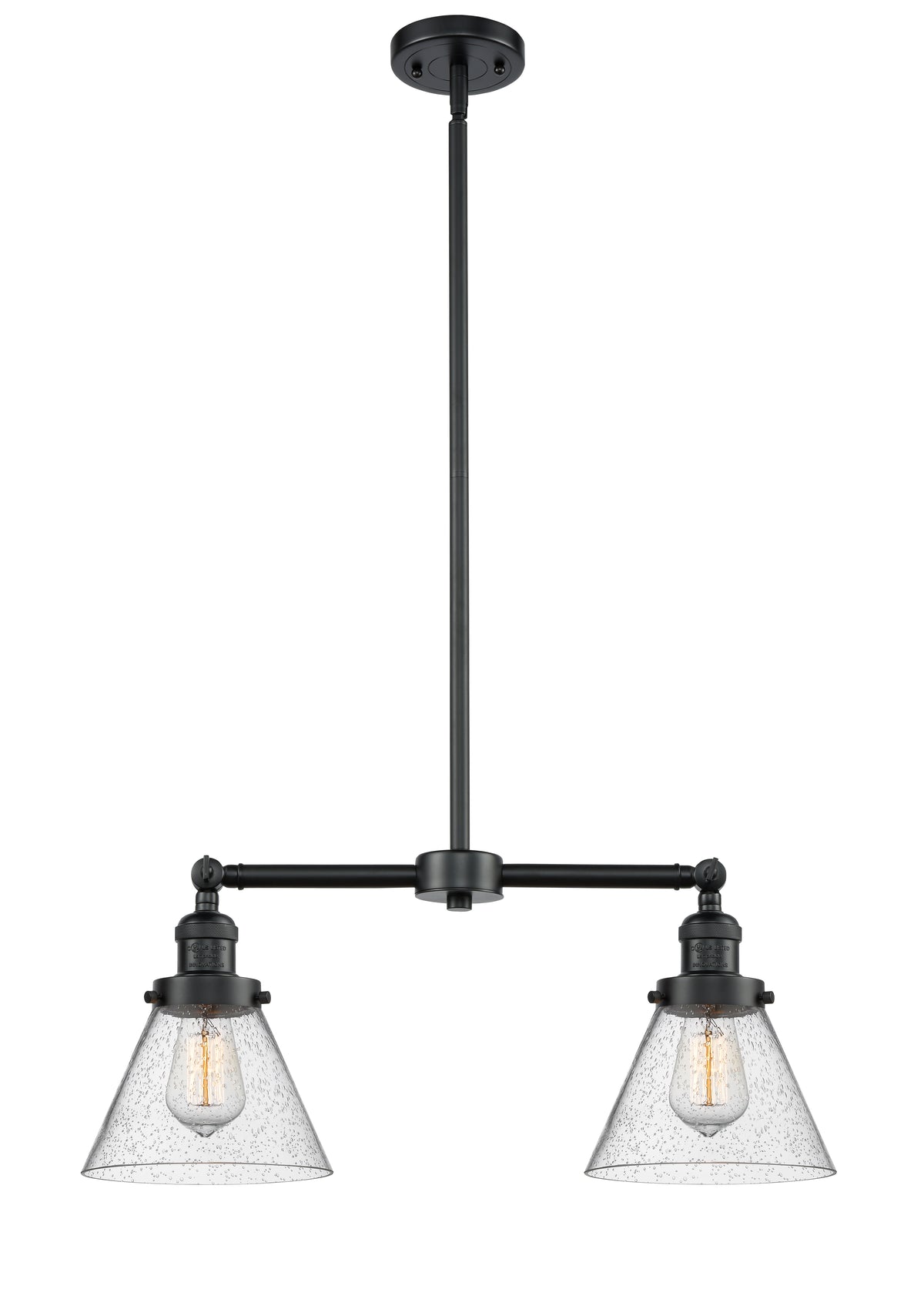 Cone 21-Inch 2-Light Stem-Hung Island Light with LED Bulbs 10-Inch High Up to 45.125-Inch High