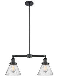 Cone 21-Inch 2-Light Stem-Hung Island Light with LED Bulbs 10-Inch High Up to 45.125-Inch High