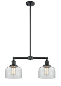Bell 21-Inch 2-Light Stem-Hung Island Light Up to 44.875-Inch High 7.75-Inch Shade Sloped-Ceiling Compatible