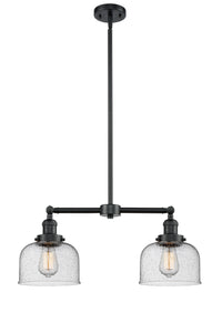 Bell 21-Inch 2-Light Stem-Hung Island Light Up to 44.875-Inch High 7.75-Inch Shade Sloped-Ceiling Compatible
