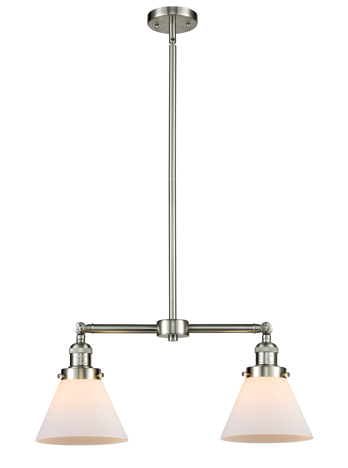 Cone 21-Inch 2-Light Stem-Hung Island Light with LED Bulbs 10-Inch High Up to 45.125-Inch High