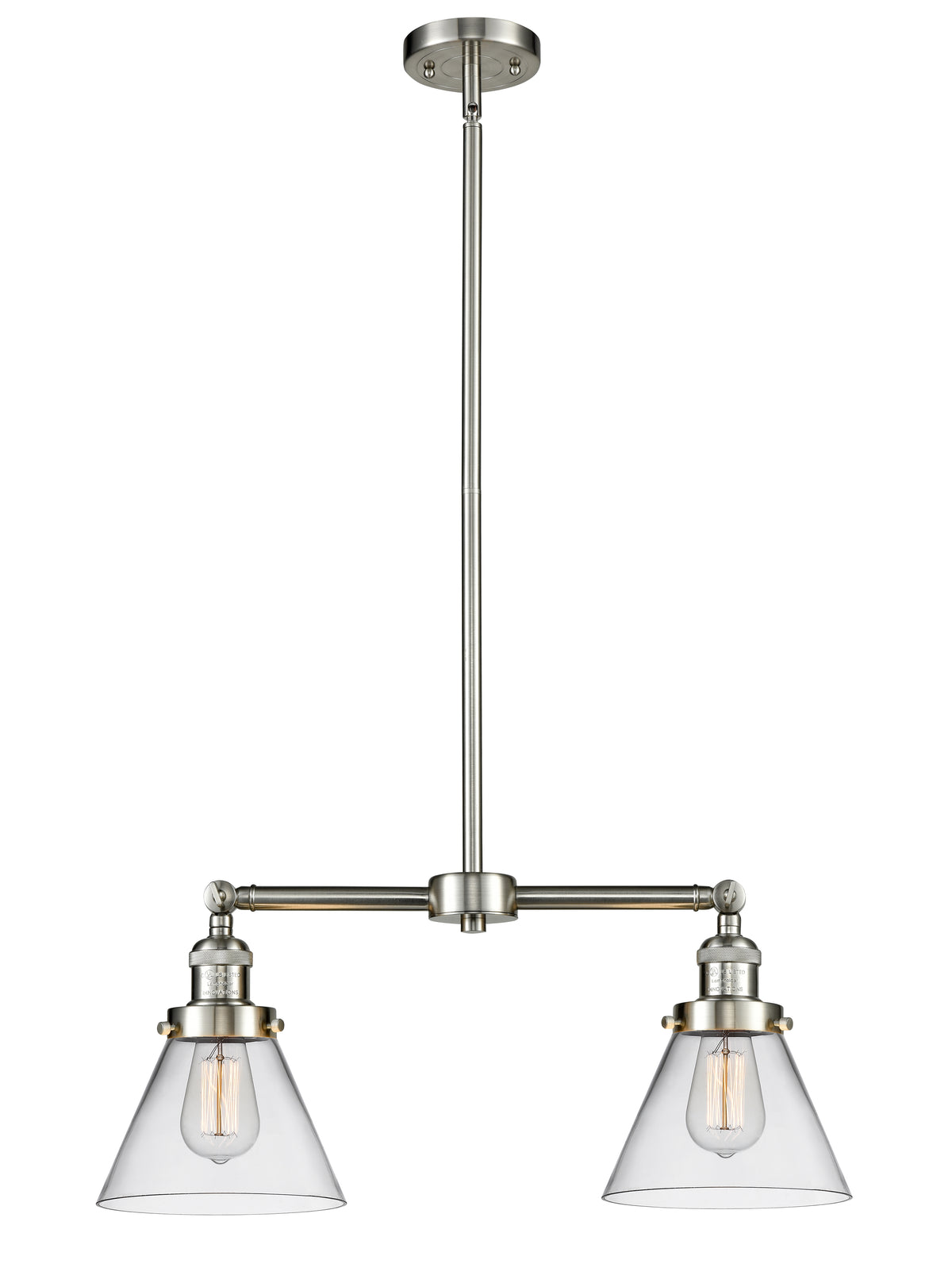 Cone 21-Inch 2-Light Stem-Hung Island Light with LED Bulbs 10-Inch High Up to 45.125-Inch High