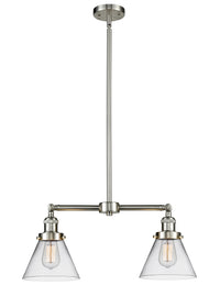 Cone 21-Inch 2-Light Stem-Hung Island Light with LED Bulbs 10-Inch High Up to 45.125-Inch High