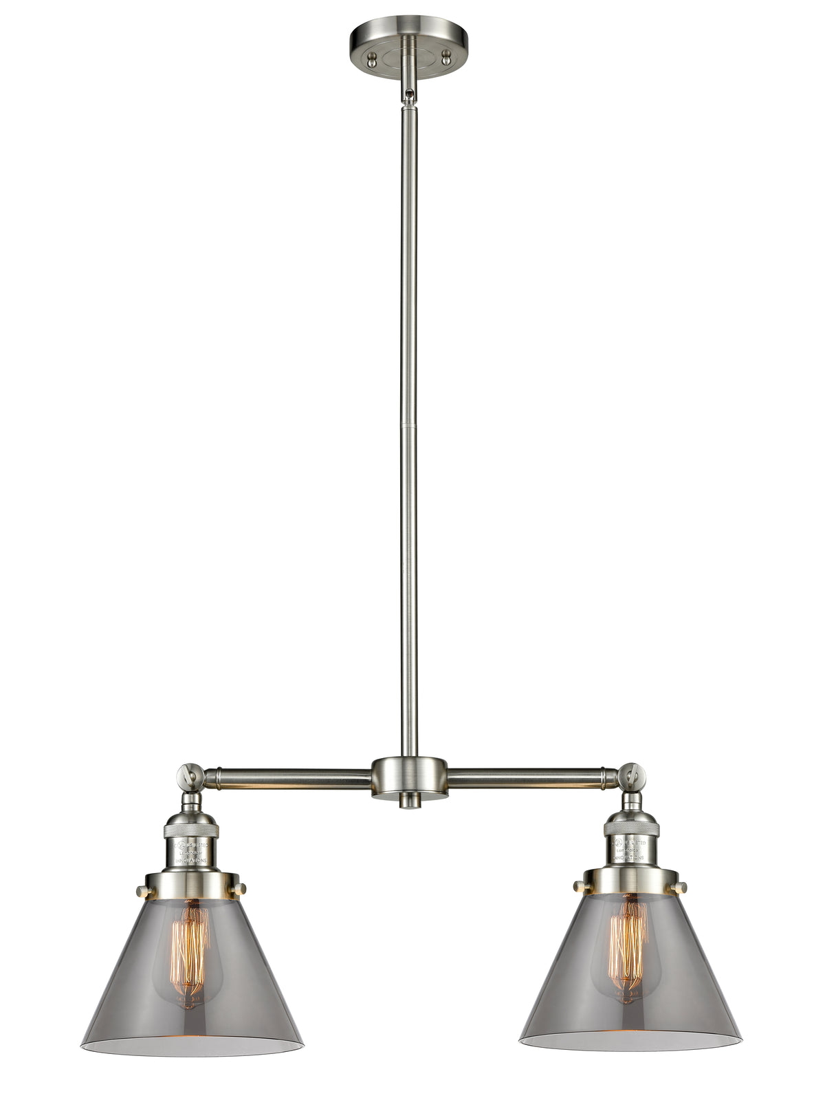 Cone 21-Inch 2-Light Stem-Hung Island Light with LED Bulbs 10-Inch High Up to 45.125-Inch High