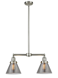 Cone 21-Inch 2-Light Stem-Hung Island Light with LED Bulbs 10-Inch High Up to 45.125-Inch High