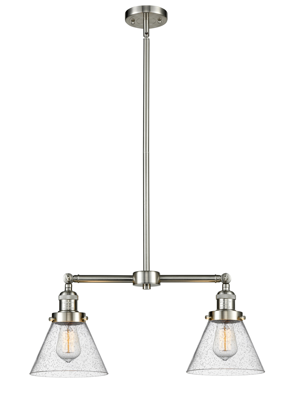 Cone 21-Inch 2-Light Stem-Hung Island Light with LED Bulbs 10-Inch High Up to 45.125-Inch High