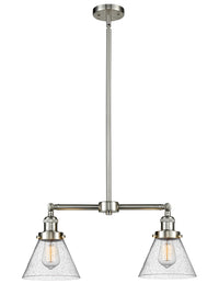 Cone 21-Inch 2-Light Stem-Hung Island Light with LED Bulbs 10-Inch High Up to 45.125-Inch High