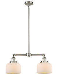 Bell 21-Inch 2-Light Stem-Hung Island Light Up to 44.875-Inch High 7.75-Inch Shade Sloped-Ceiling Compatible