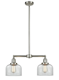 Bell 21-Inch 2-Light Stem-Hung Island Light Up to 44.875-Inch High 7.75-Inch Shade Sloped-Ceiling Compatible
