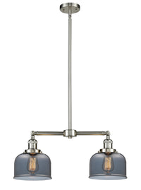Bell 21-Inch 2-Light Stem-Hung Island Light Up to 44.875-Inch High 7.75-Inch Shade Sloped-Ceiling Compatible