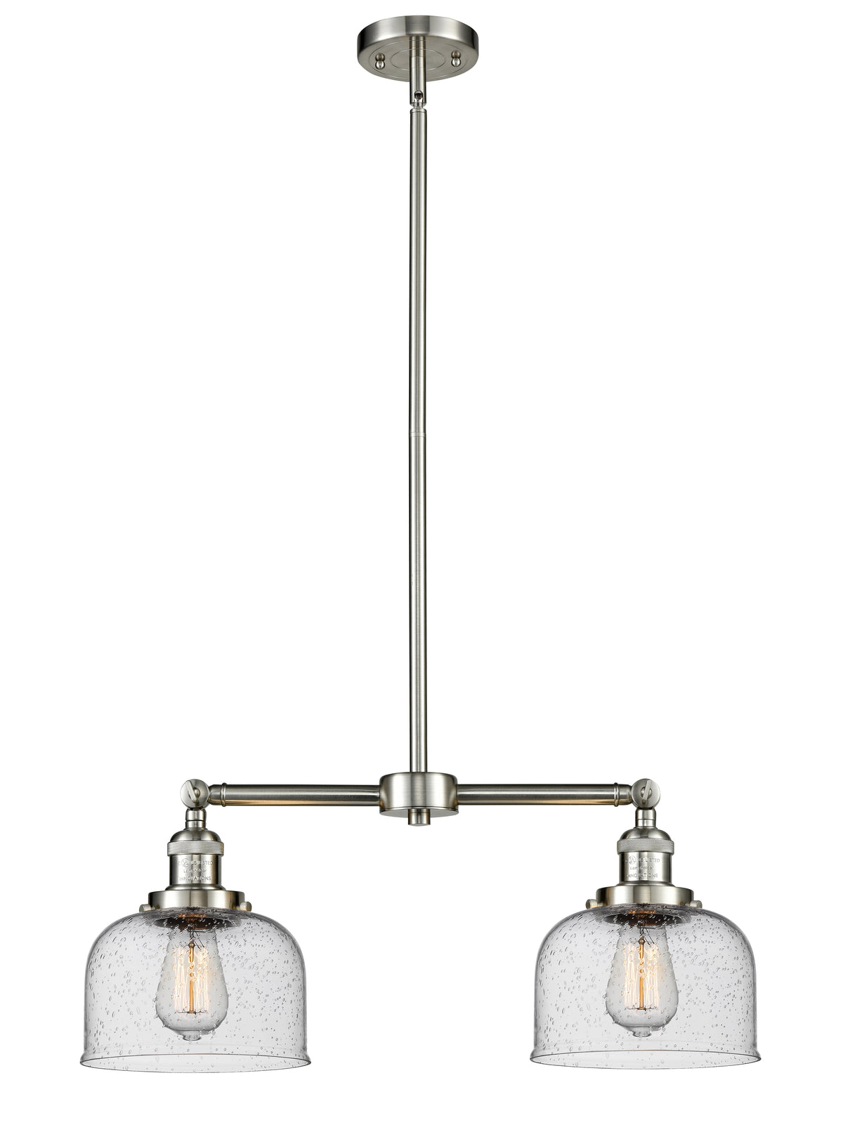 Bell 21-Inch 2-Light Stem-Hung Island Light Up to 44.875-Inch High 7.75-Inch Shade Sloped-Ceiling Compatible