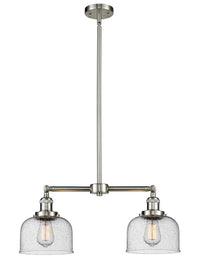 Bell 21-Inch 2-Light Stem-Hung Island Light Up to 44.875-Inch High 7.75-Inch Shade Sloped-Ceiling Compatible
