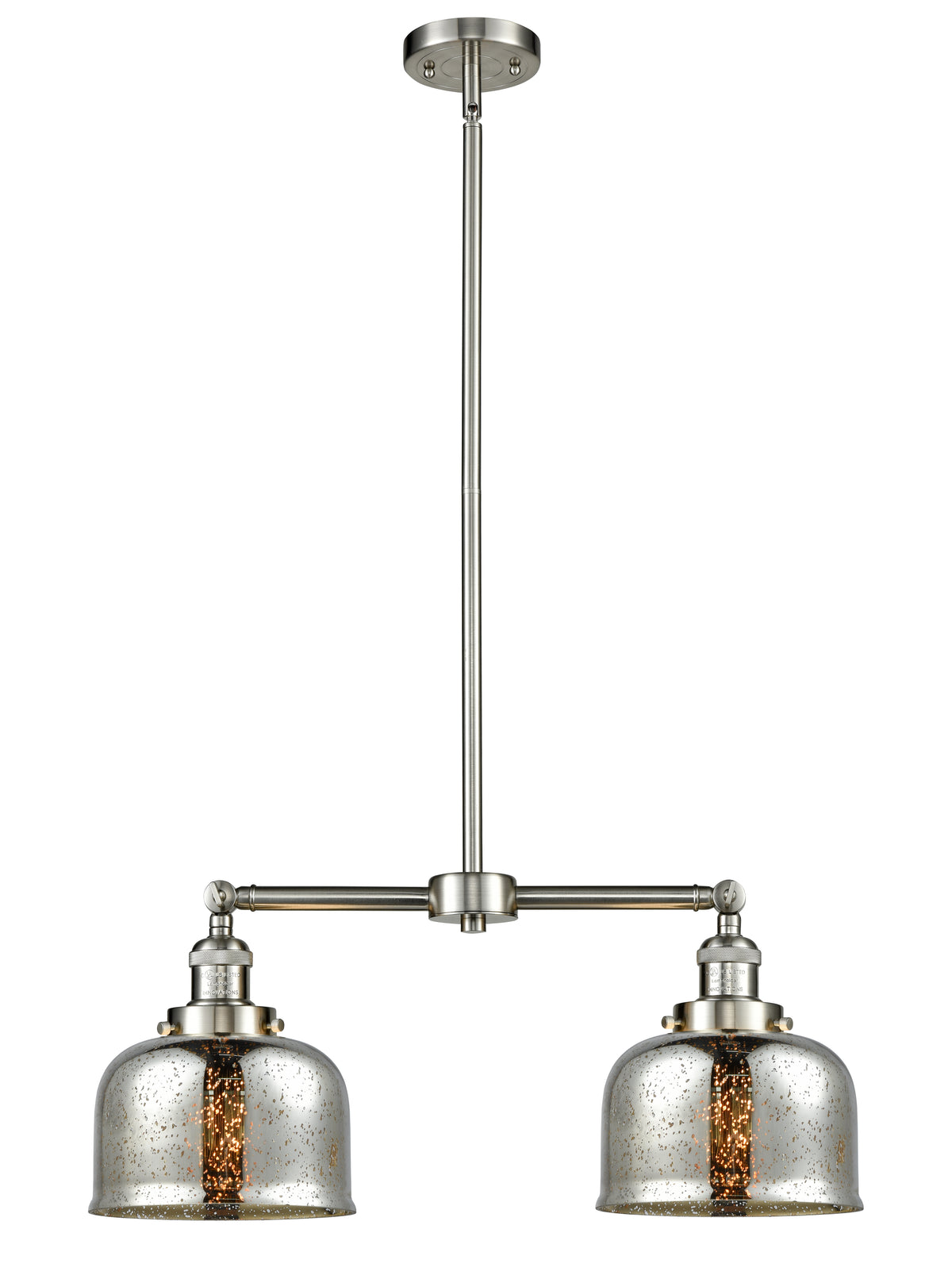 Bell 21-Inch 2-Light Stem-Hung Island Light Up to 44.875-Inch High 7.75-Inch Shade Sloped-Ceiling Compatible