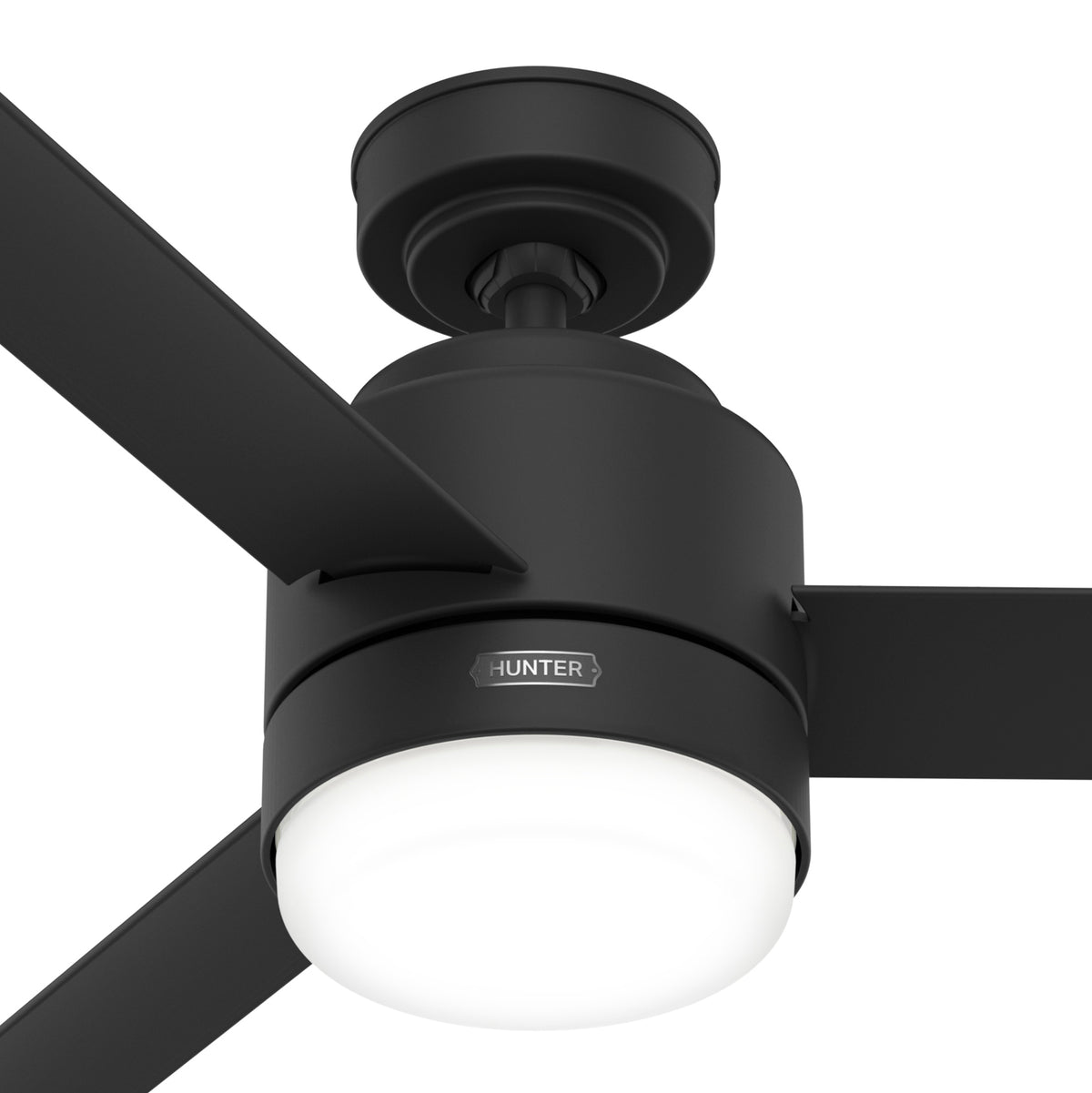 44 inch Gilmour Matte Black Damp Rated Ceiling Fan with LED Light Kit and Handheld Remote
