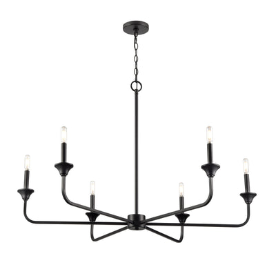 28'' Herring Matte Black 6 Light Chandelier