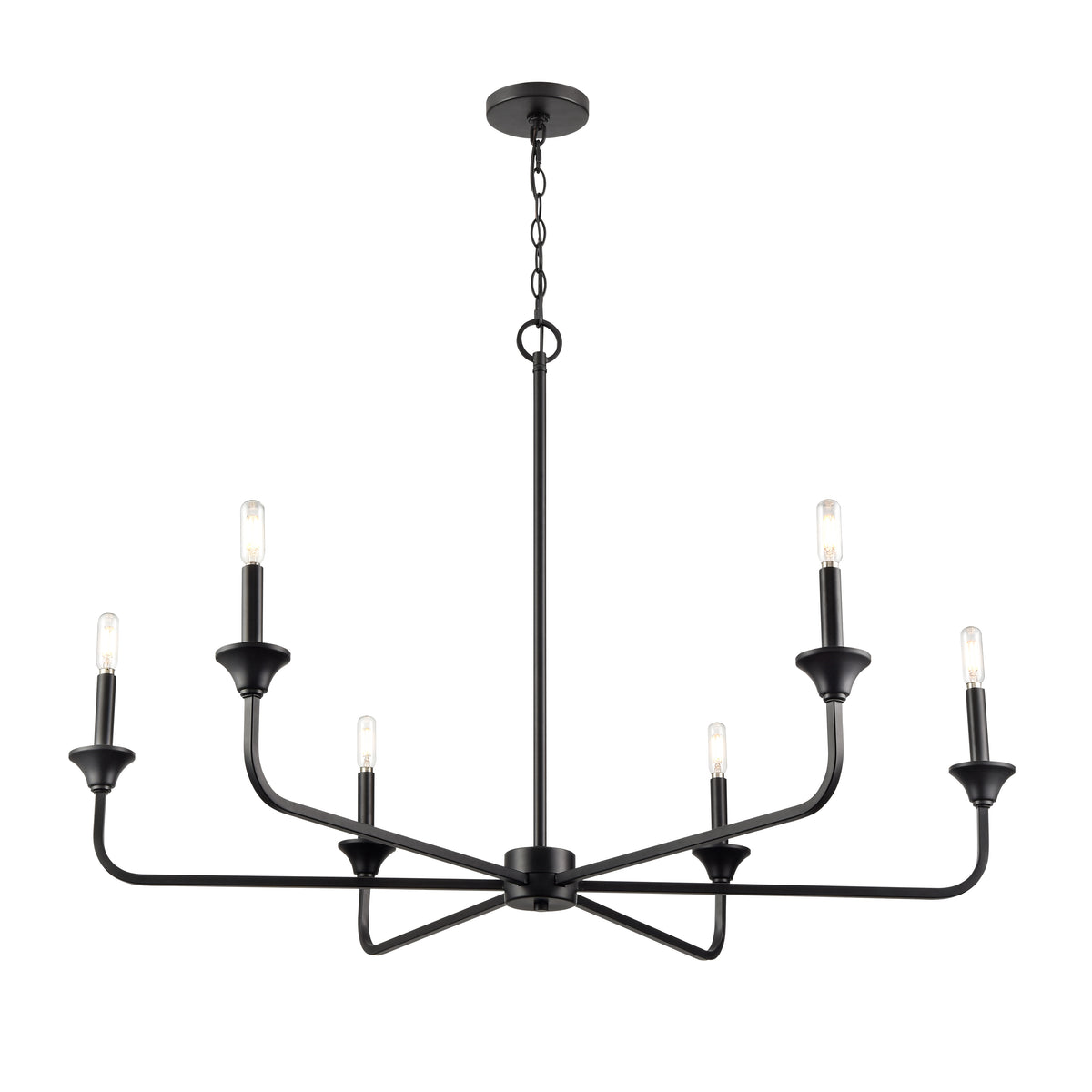 28'' Herring Matte Black 6 Light Chandelier