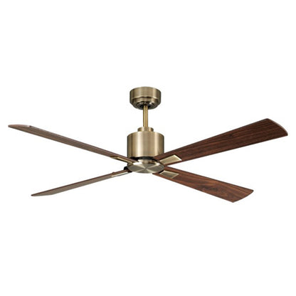 52 Inch DC Brass Fan in Antique Brass with Walnut Blades