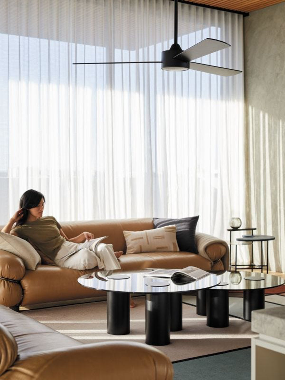 52 Inch DC Black Fan with Reversible Black Oak Blades and Remote