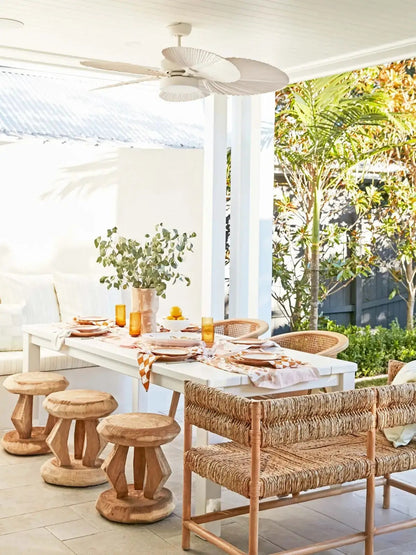 Bali 52 Inch White Fan with LED Light Antique White with Remote Included