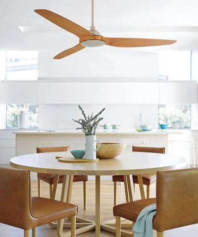 60 Inch DC Chrome Ceiling Fan in Brushed Chrome and Teak with Remote
