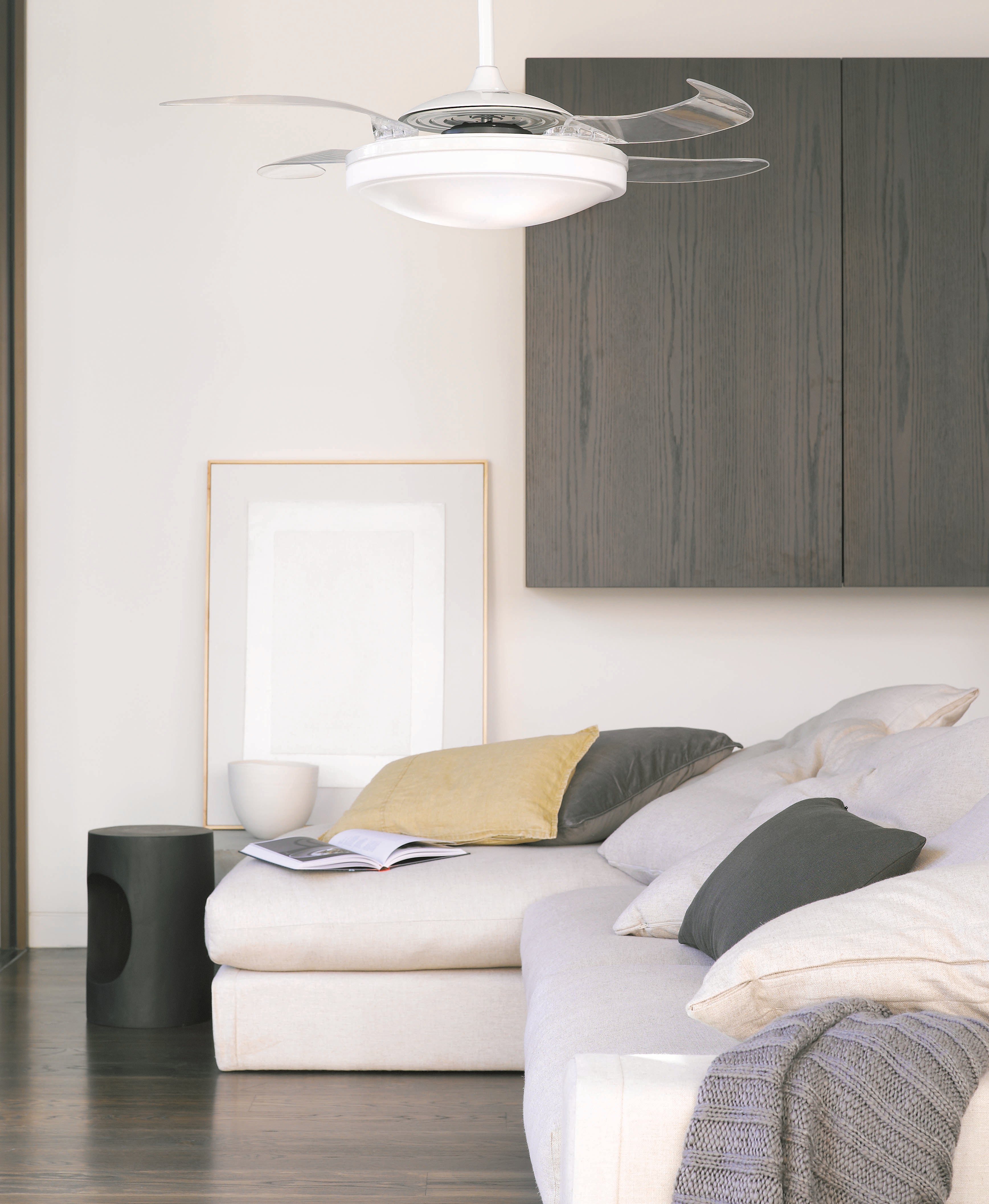 EVO1 48 Inch 1 Light White Fan with Retractable Blades and LED