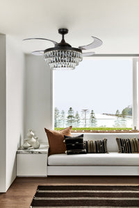 48 Inch Antique Black Retractable Blade Ceiling Fan