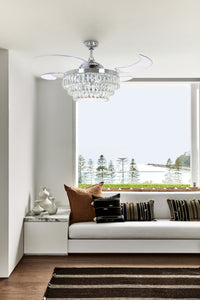 48 Inch Chrome Retractable Blade Ceiling Fan