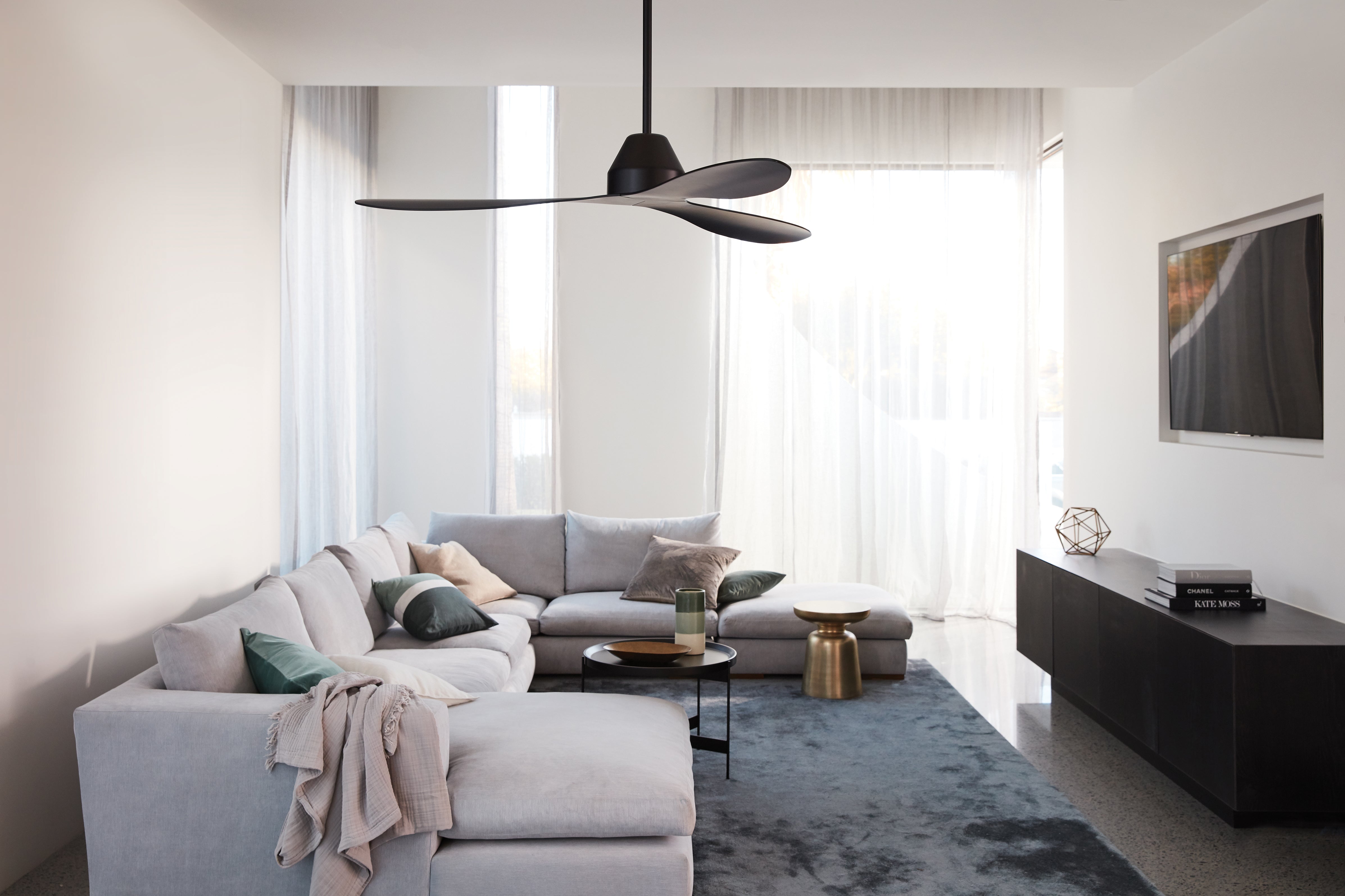 56 Inch DC WiFi Indoor Outdoor Smart Fan in Black with Remote