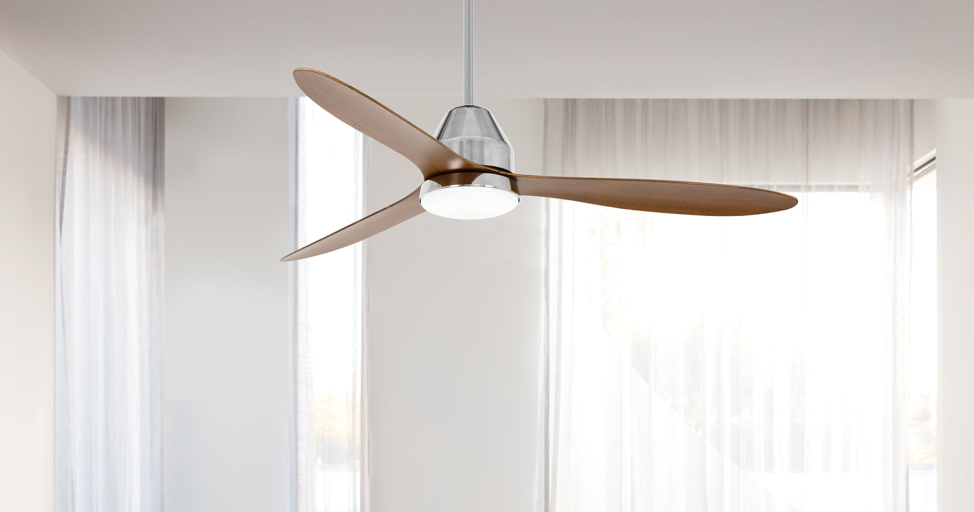 56 Inch 1 Light LED DC Smart Indoor Outdoor Chrome Fan with Koa Blades and Remote