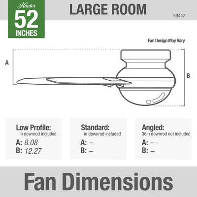 52 inch Dempsey Noble Bronze Low Profile Ceiling Fan with LED Light Kit and Handheld Remote