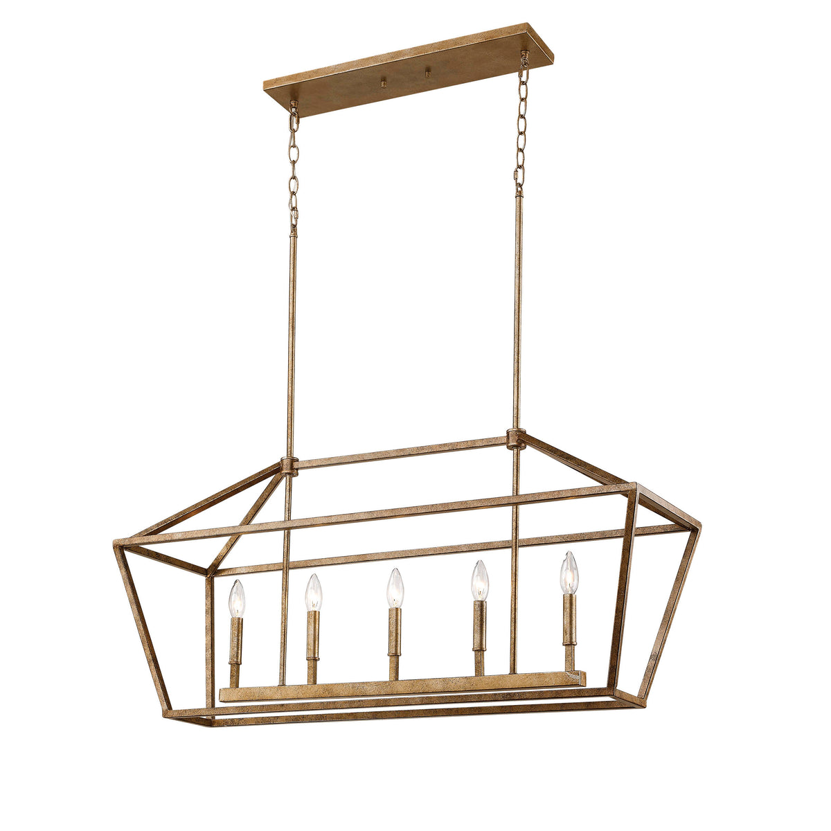 68'' Corona Vintage Gold 5 Light Linear Chandelier