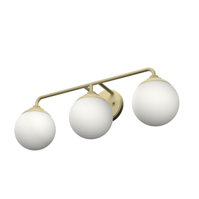 Hepburn 25-inch 3-light Modern Brass Vanity Light with Cased White Glass