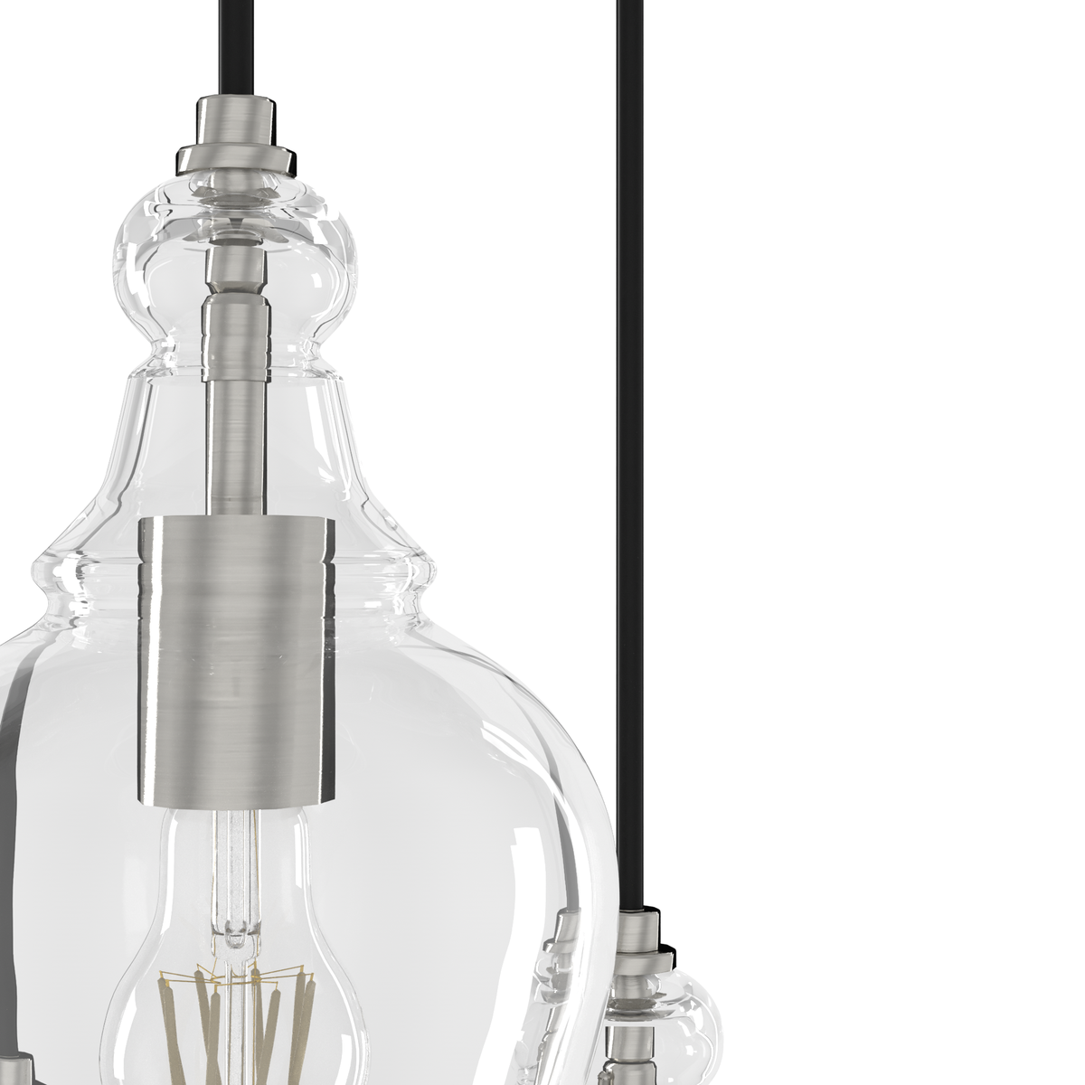 Maple Park 13.5-inch 3-light Brushed Nickel Round Pendant Cluster with Clear Glass