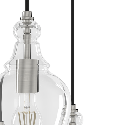Maple Park 13.5-inch 3-light Brushed Nickel Round Pendant Cluster with Clear Glass