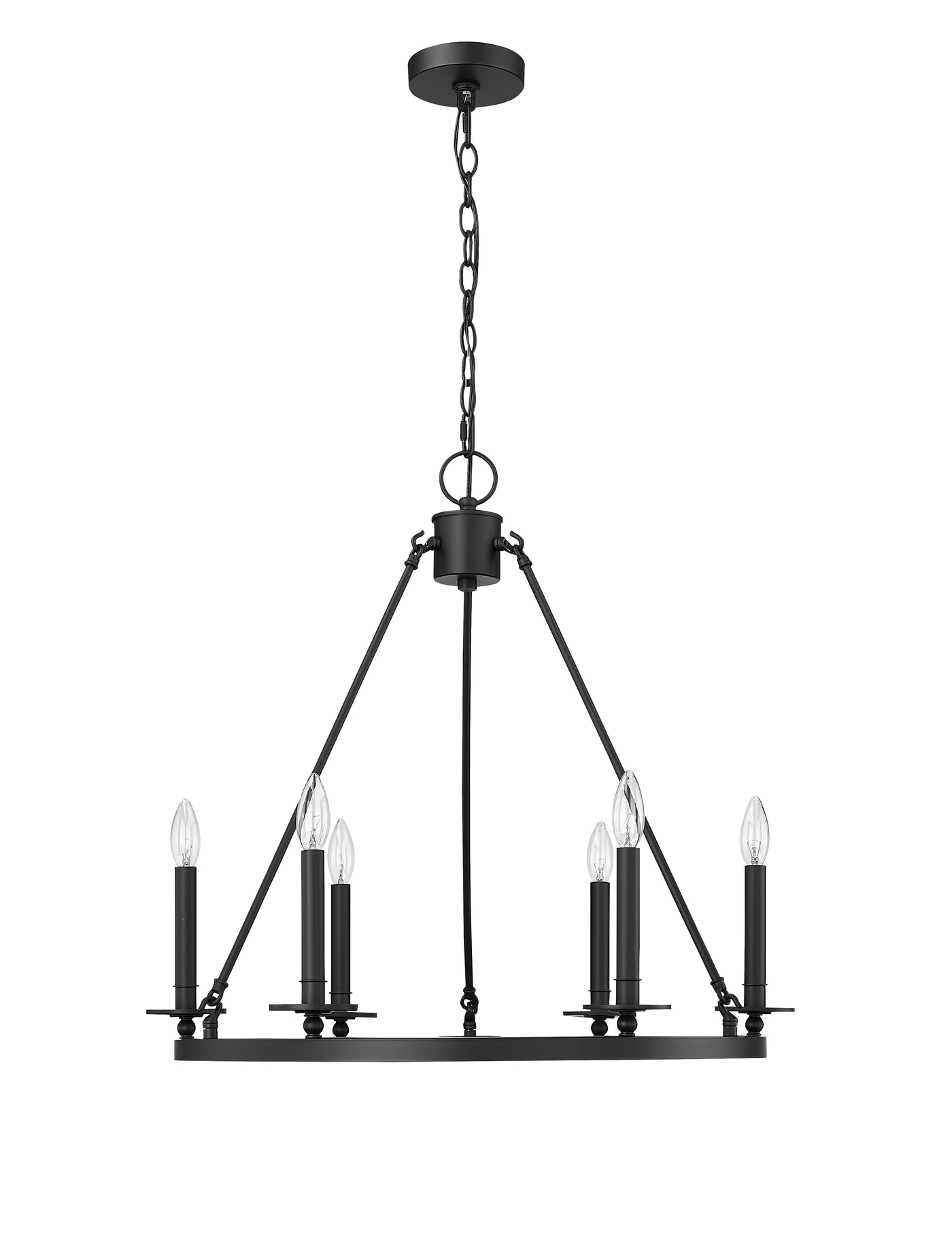 26-inch Florence Matte Black 6-Light Chandelier