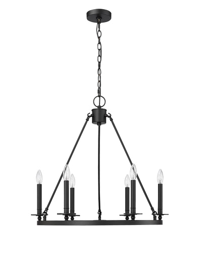 26-inch Florence Matte Black 6-Light Chandelier