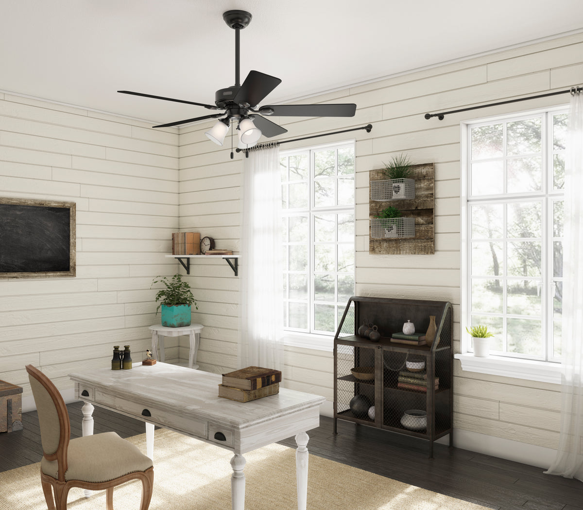 52 inch Swanson Matte Black Ceiling Fan with LED Light Kit