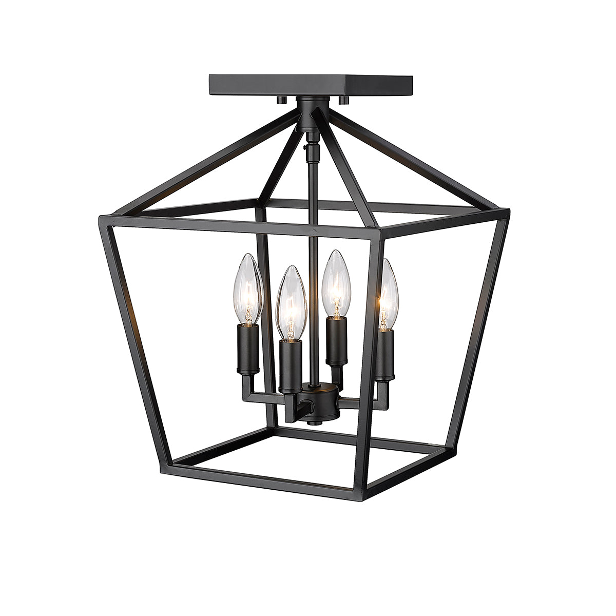 14.25'' Corona Matte Black 4 Light Semi-Flush Mount