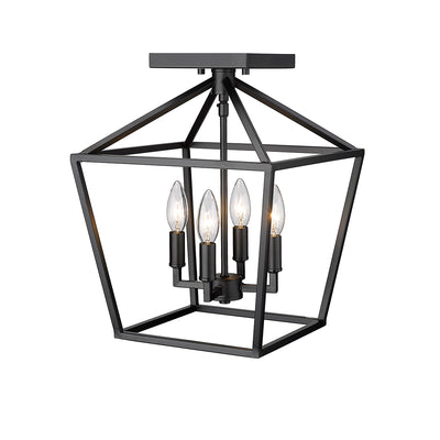 14.25'' Corona Matte Black 4 Light Semi-Flush Mount