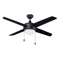 50 Inch Europa AC Matte Black Indoor Ceiling Fan 4-Blade 2 Lights Reversible